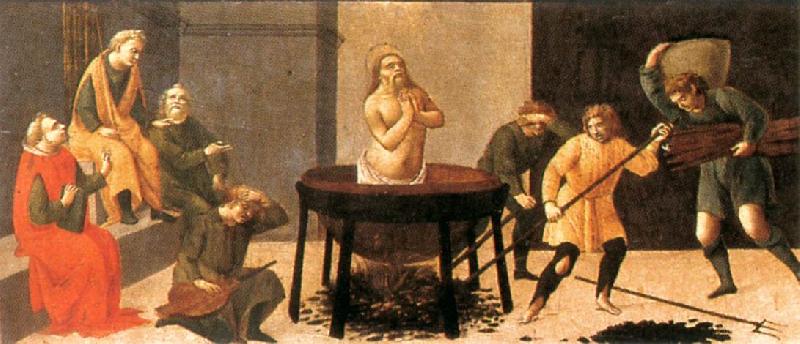 BARTOLOMEO DI GIOVANNI Predella: Martyrdom of St John oil painting image